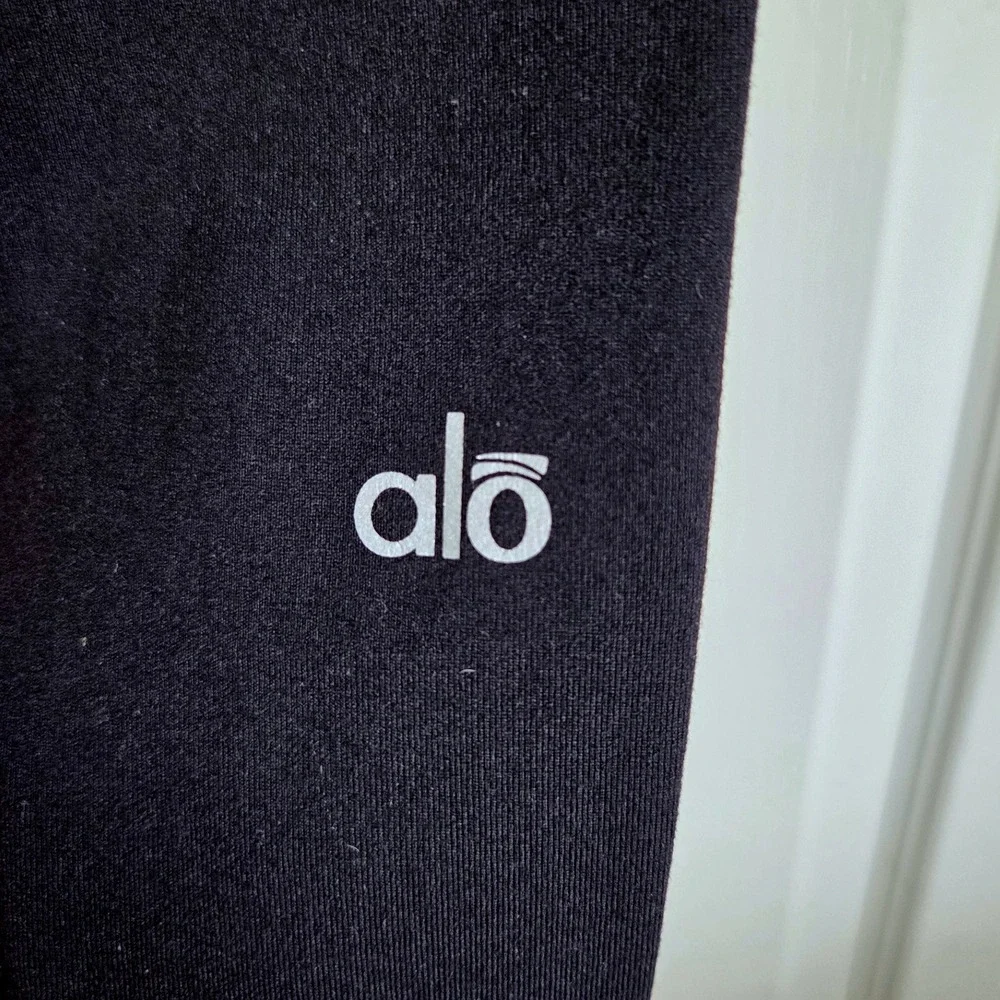 Alo Yoga Women Black Purple Mesh Panel High Waisted Leggings Sz M‎ Activewear